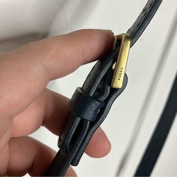 Fossil Rumi blue Cabernet striped suede leather flap crossbody bag small - Picture 4 of 15